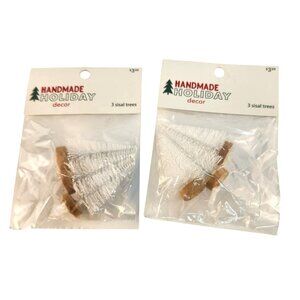 Handmade Holiday White Sisal Trees Pack Of 2 - Miniature Christmas Decoration Se